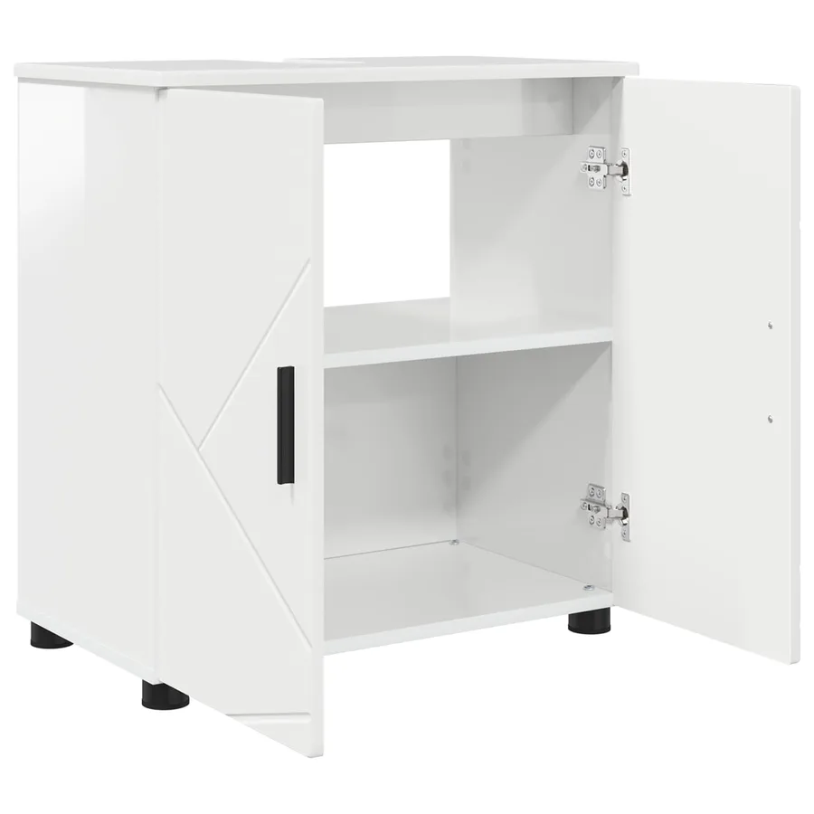 Cabinet de salle de bain Blanc brillant 61 x 35 x 64 cm - 5