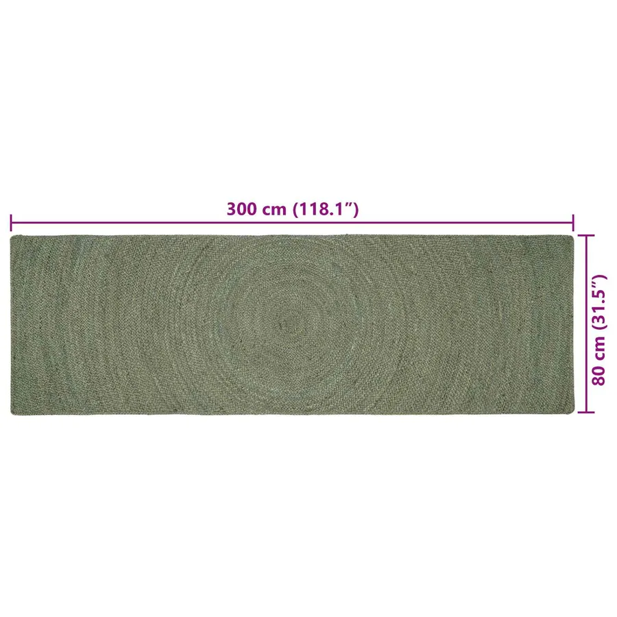 Tapis de surface Vert olive 80 x 300 cm Jute - 7