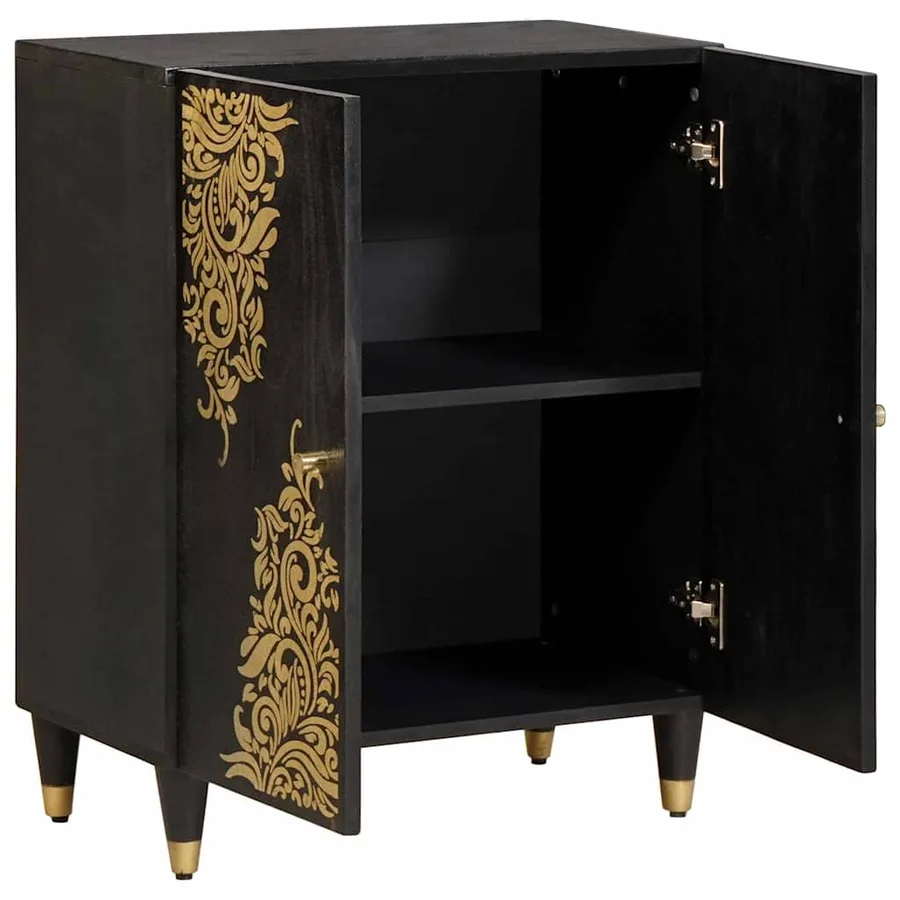 Buffet Noir 60 x 33 x 75 cm Bois de mangue massif - 2