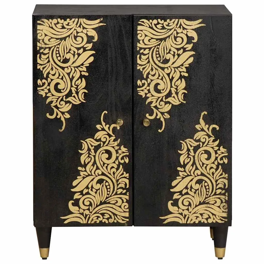 Buffet Noir 60 x 33 x 75 cm Bois de mangue massif - 3