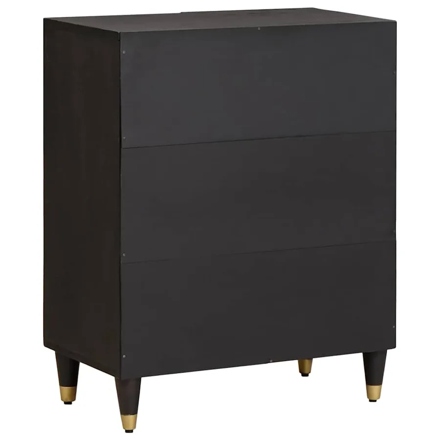Buffet Noir 60 x 33 x 75 cm Bois de mangue massif - 5