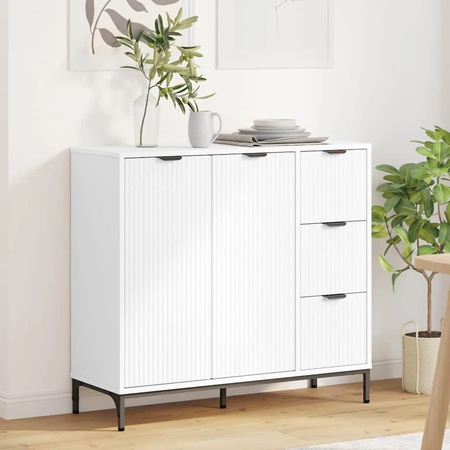 Buffet avec tiroir Blanc 89,5 x 33 x 82 cm Bois d'ingénierie