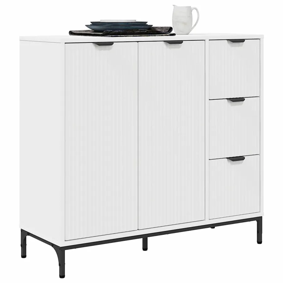 Buffet avec tiroir Blanc 89,5 x 33 x 82 cm Bois d'ingénierie - 3
