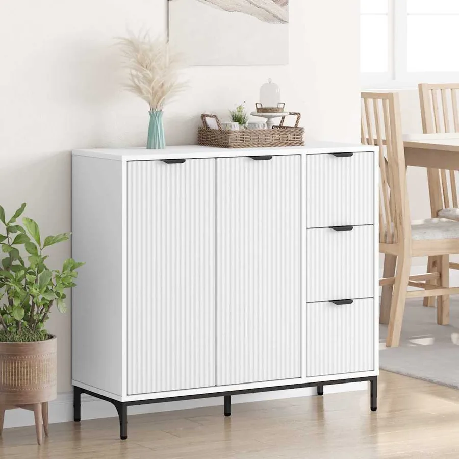 Buffet avec tiroir Blanc 89,5 x 33 x 82 cm Bois d'ingénierie - 4
