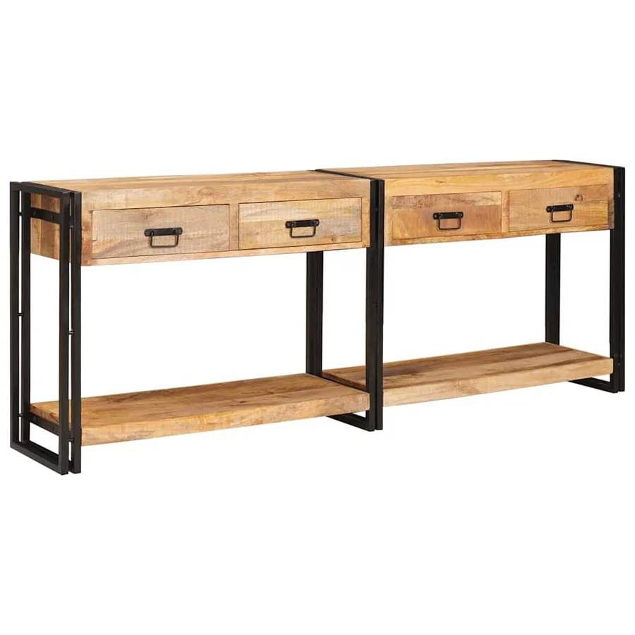 Tables console avec tiroir 2 pcs Marron Bois de mangue massif - 2