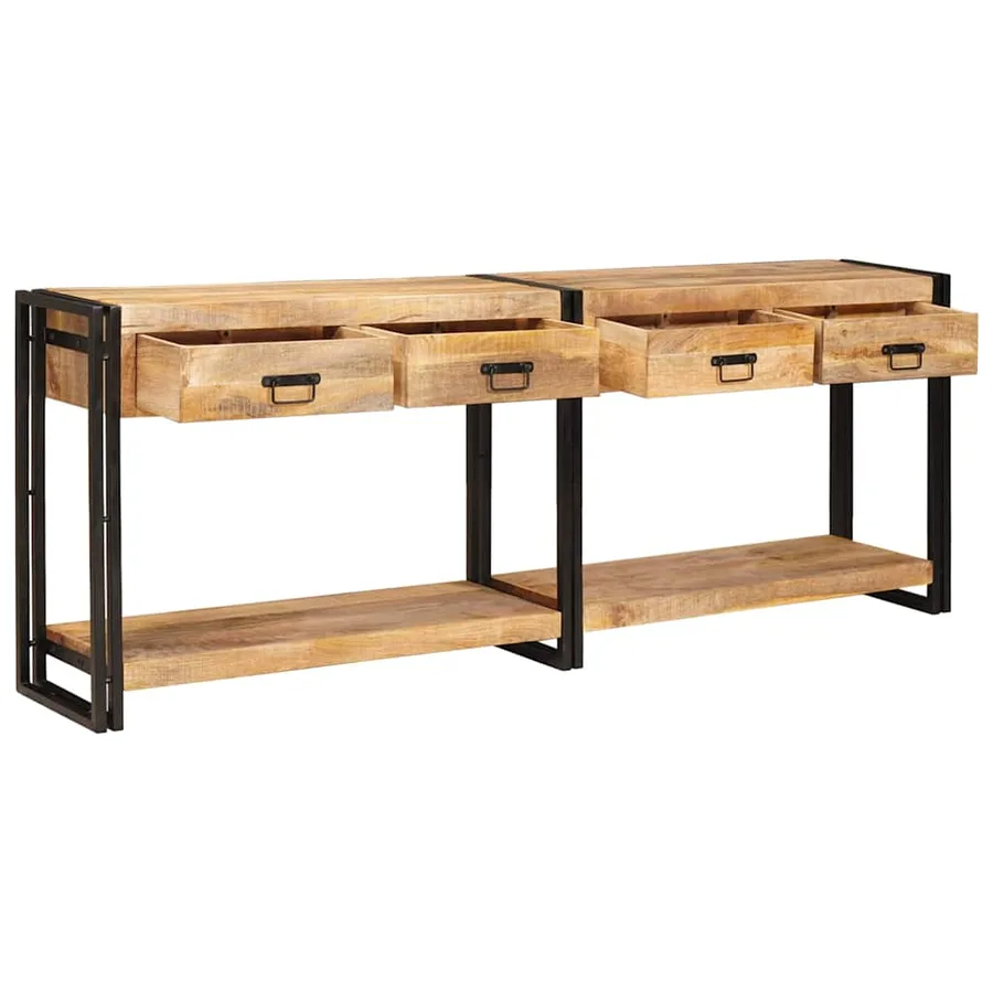 Tables console avec tiroir 2 pcs Marron Bois de mangue massif - 4
