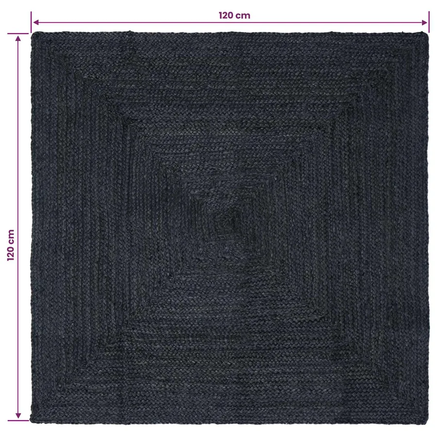 Tapis de surface Rectangulaire Gris foncé 120 x 120 cm Jute - 8