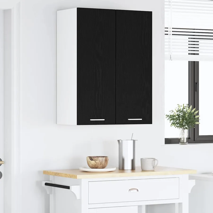 Armoire suspendue 2 pcs Chêne noir et Blanc 30 x 31 x 80 cm - 4