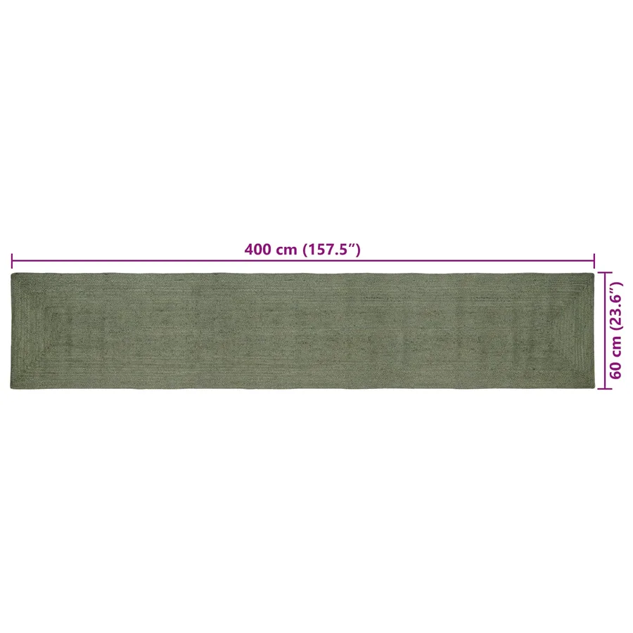 Tapis de surface Rectangulaire Vert olive 60 x 400 cm Jute - 7