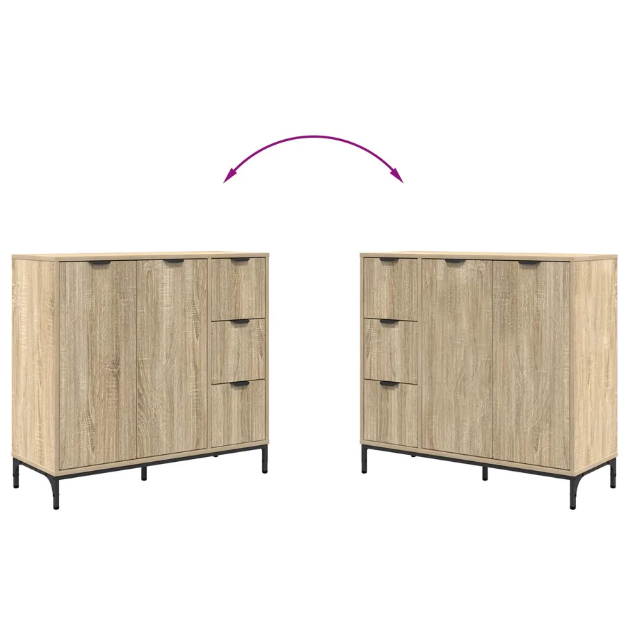 Buffet Chêne Sonoma 89,5 x 33 x 82 cm Bois d'ingénierie - 12