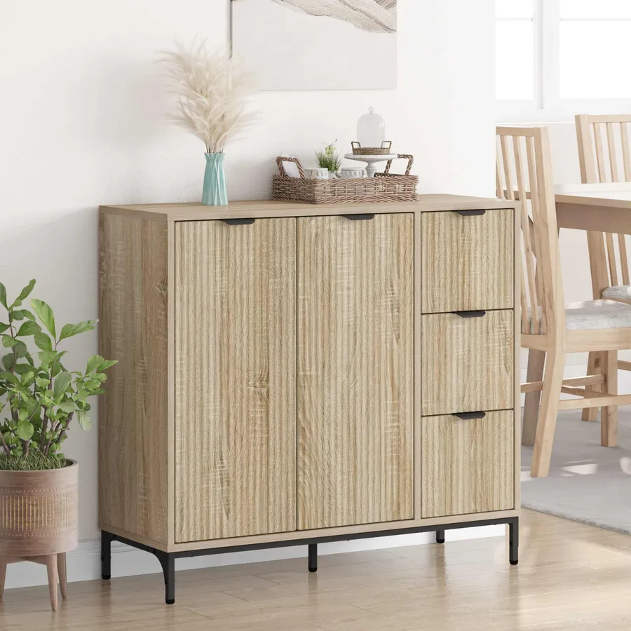 Buffet Chêne Sonoma 89,5 x 33 x 82 cm Bois d'ingénierie - 4