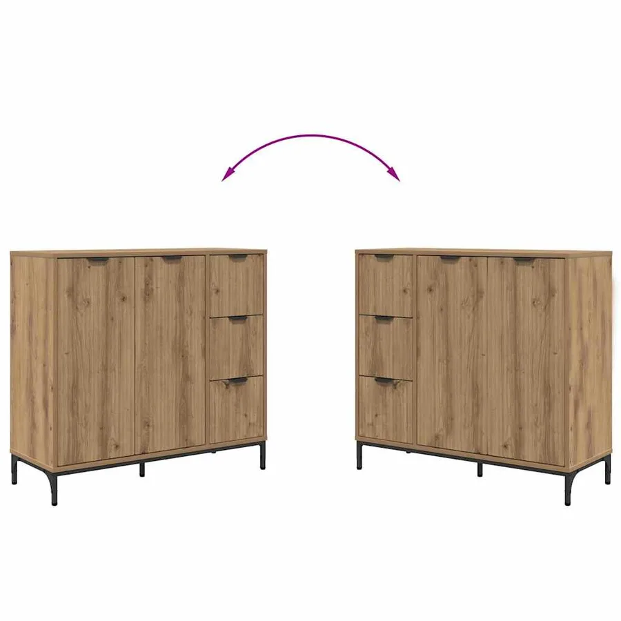 Buffet Chêne artisanal 89,5 x 33 x 82 cm Bois d'ingénierie - 12