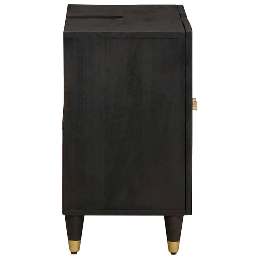 Armoire d'évier Noir 62 x 33 x 58 cm Bois de mangue massif - 4