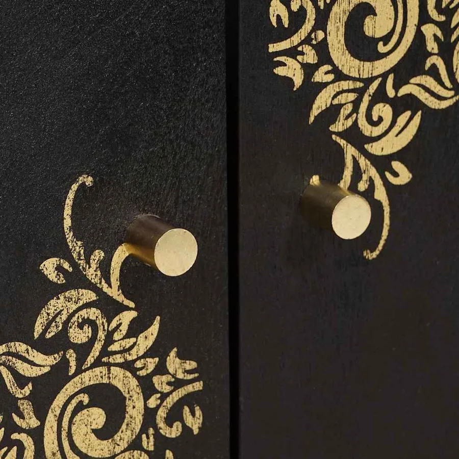 Armoire d'évier Noir 62 x 33 x 58 cm Bois de mangue massif - 7