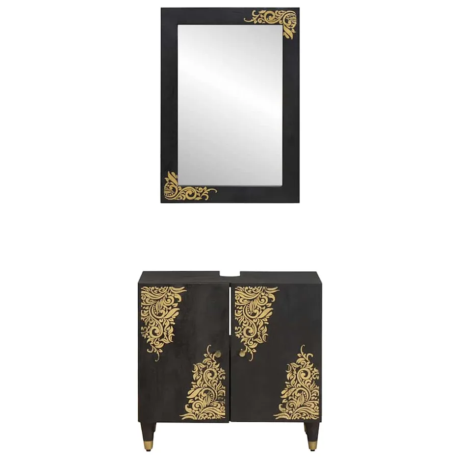 Ensemble de Meubles de Salle de Bain Montage mural 2 pcs Noir - 5
