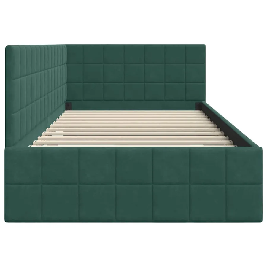 Cadre de lit d'angle Vert foncé 90 cm x 200 cm Velours - 6