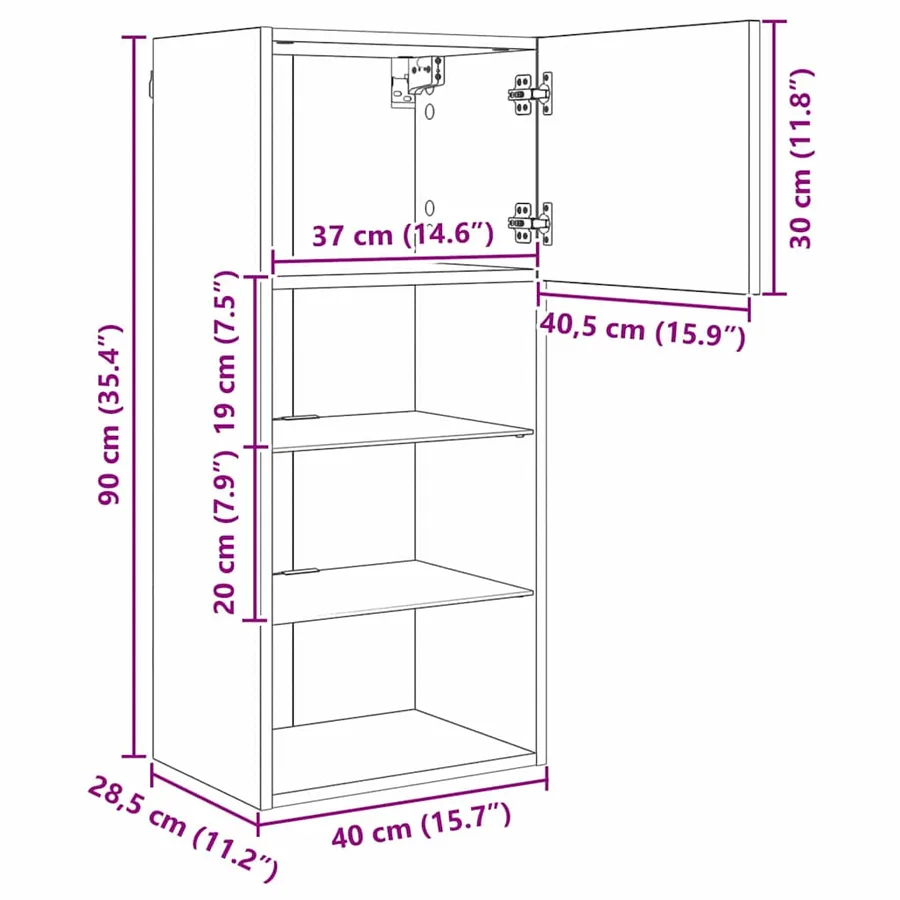 Meubles TV muraux 2 pcs Chêne artisanal Bois d'ingénierie - 17