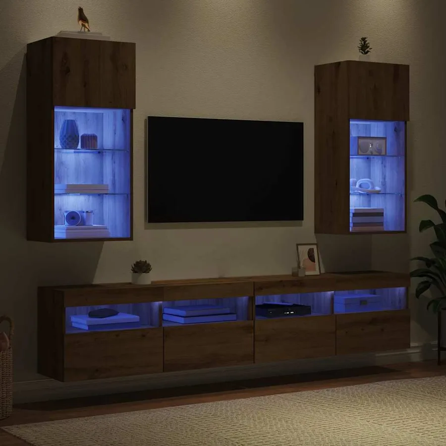 Meubles TV muraux 2 pcs Chêne artisanal Bois d'ingénierie - 5