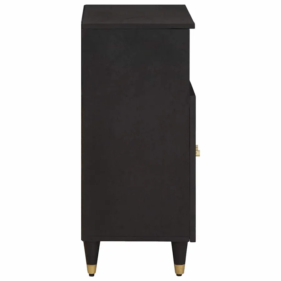 Buffet avec étagère Noir 60 x 33 x 75 cm Bois de mangue massif - 4