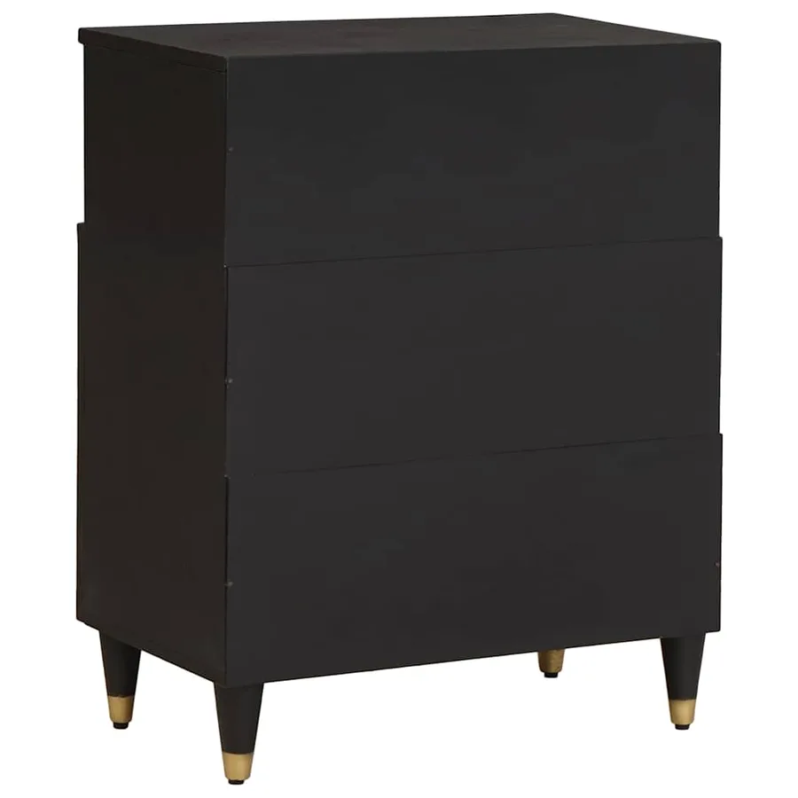 Buffet avec étagère Noir 60 x 33 x 75 cm Bois de mangue massif - 5