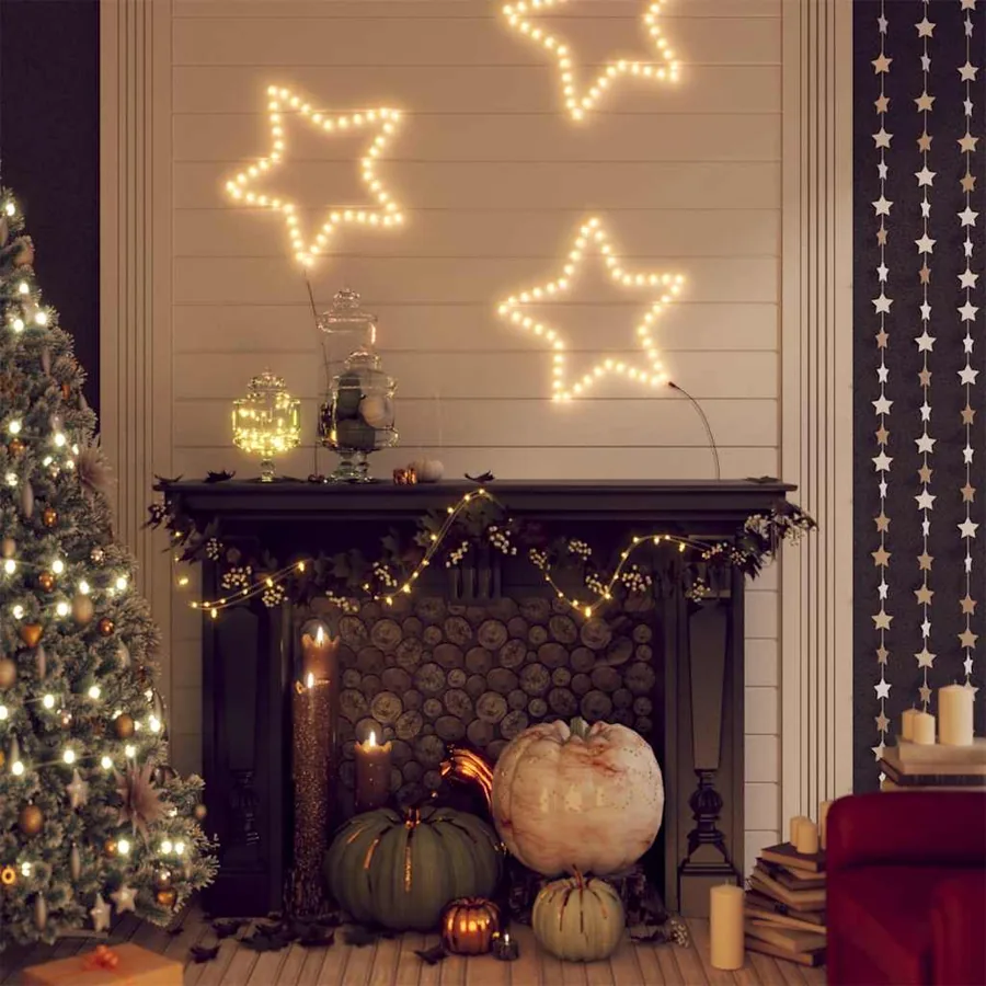 Figure d'étoile de Noël avec 48 LED blanc chaud 56 cm