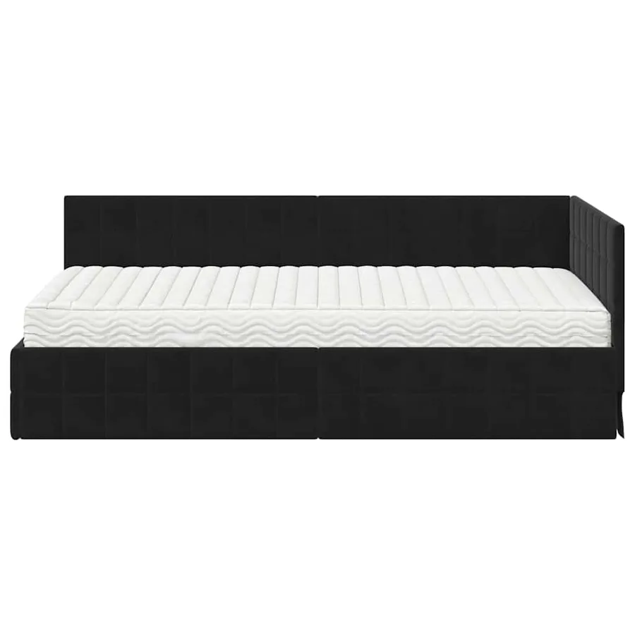 Cadre de lit d'angle avec matelas 2 pcs Noir Velours - 5