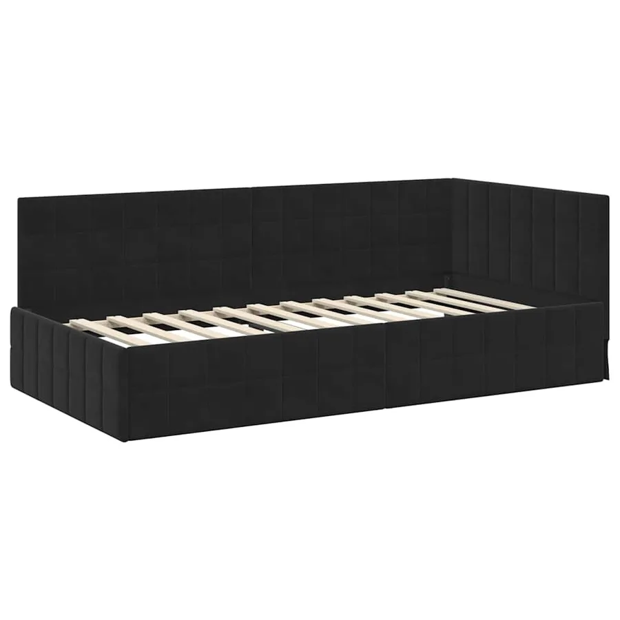 Cadre de lit d'angle avec matelas 2 pcs Noir Velours - 6