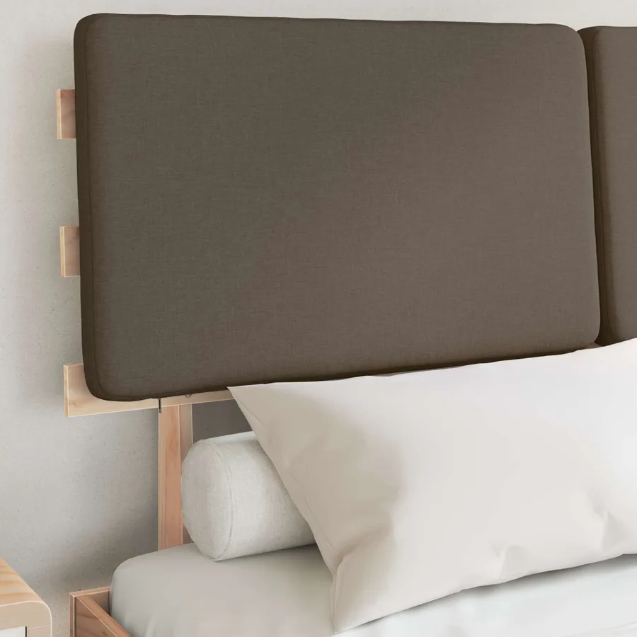 Cadre de lit avec tête de lit rembourrée Taupe 140 x 200 cm - 3
