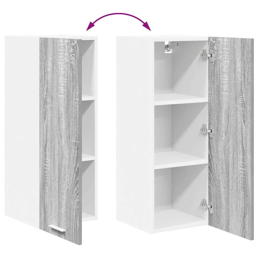 Armoire suspendue 2 pcs Gris Sonoma et Blanc 30 x 31 x 80 cm - 12