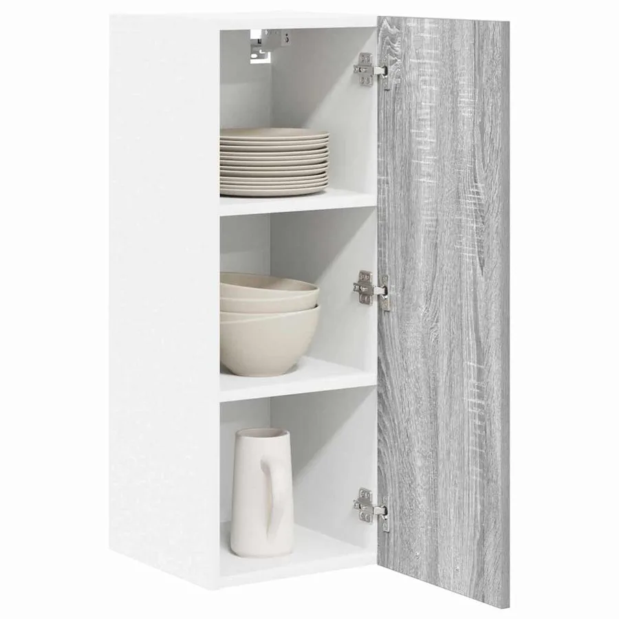 Armoire suspendue 2 pcs Gris Sonoma et Blanc 30 x 31 x 80 cm - 3