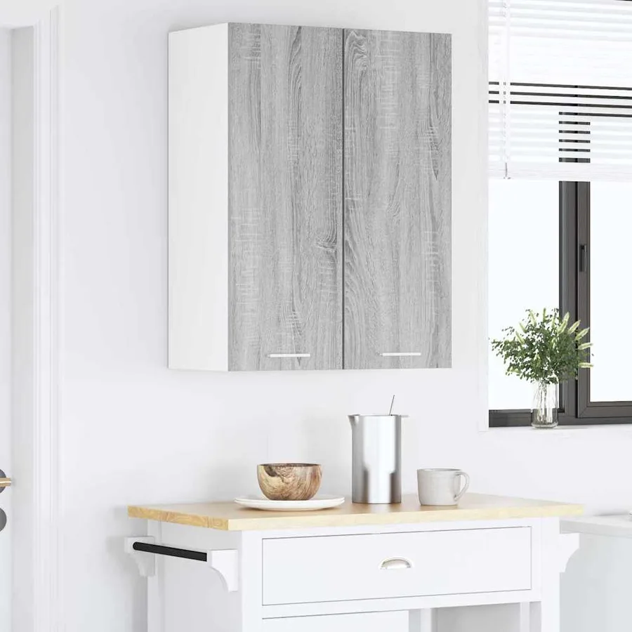 Armoire suspendue 2 pcs Gris Sonoma et Blanc 30 x 31 x 80 cm - 4