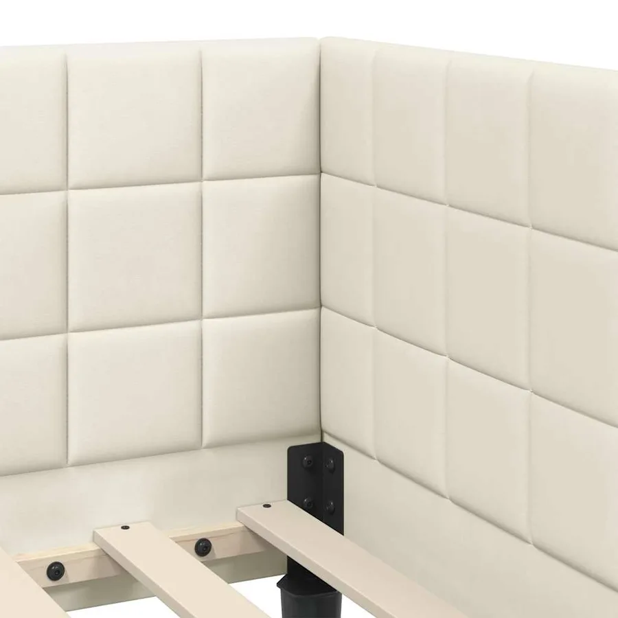 Cadre de lit d'angle avec matelas 2 pcs Crème Velours - 10