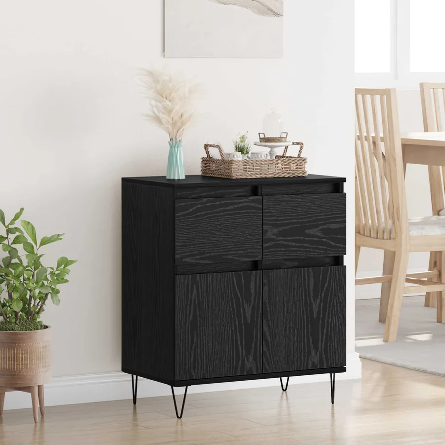 Buffet Chêne noir 60 x 35 x 70 cm Bois d'ingénierie et fer