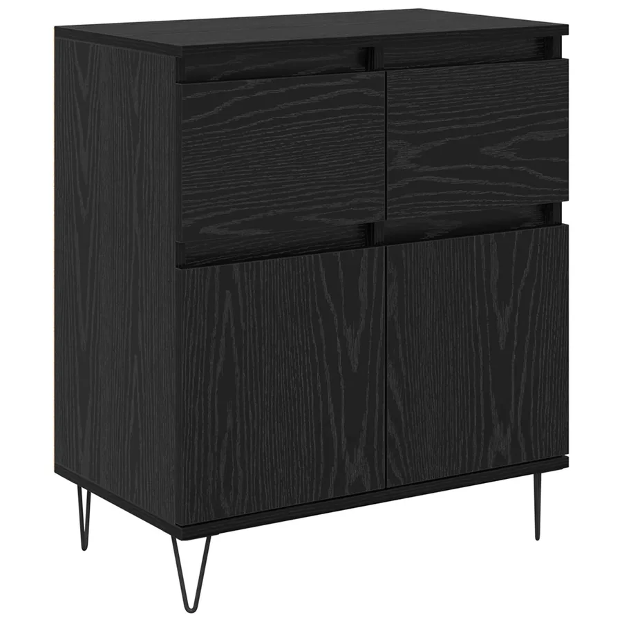 Buffet Chêne noir 60 x 35 x 70 cm Bois d'ingénierie et fer - 2