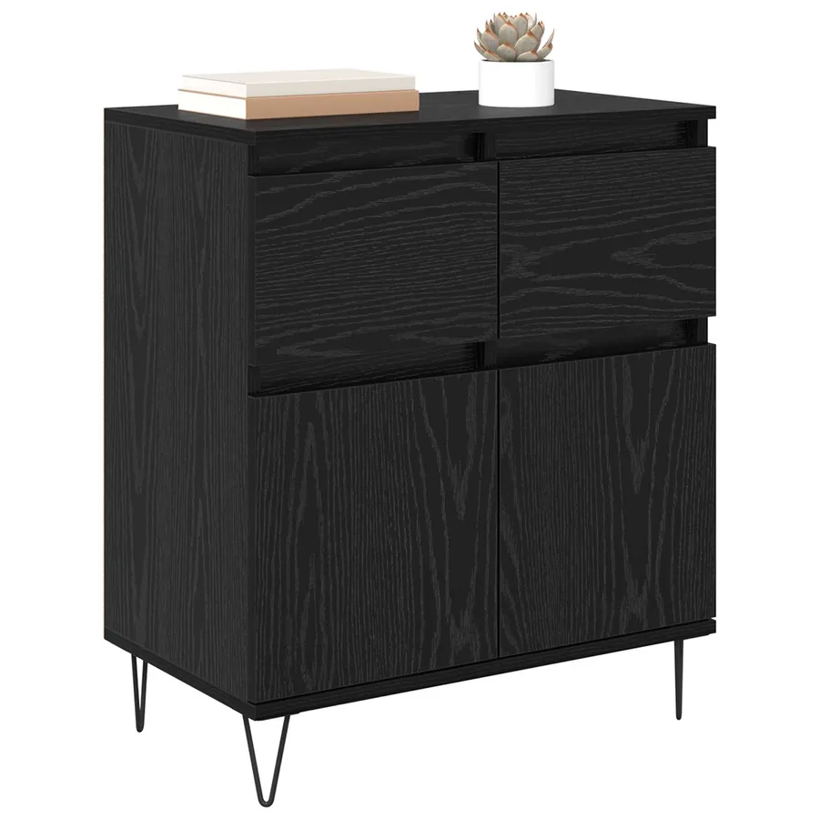 Buffet Chêne noir 60 x 35 x 70 cm Bois d'ingénierie et fer - 3