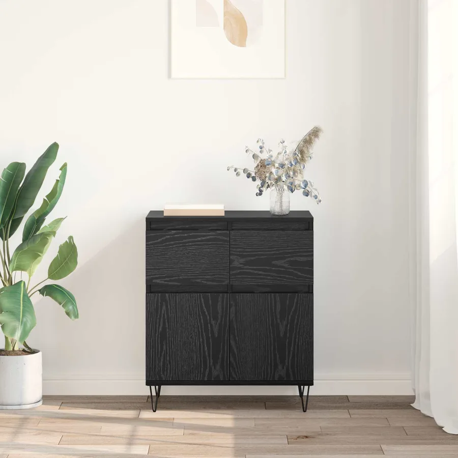 Buffet Chêne noir 60 x 35 x 70 cm Bois d'ingénierie et fer - 4
