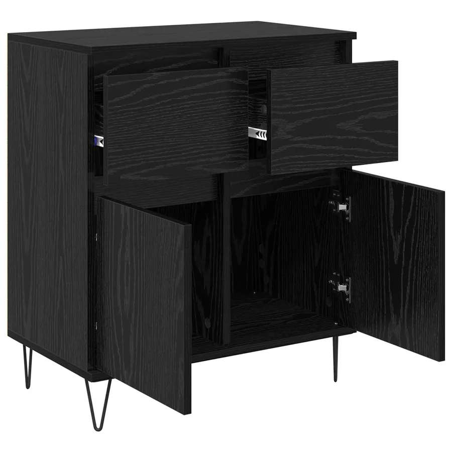 Buffet Chêne noir 60 x 35 x 70 cm Bois d'ingénierie et fer - 5