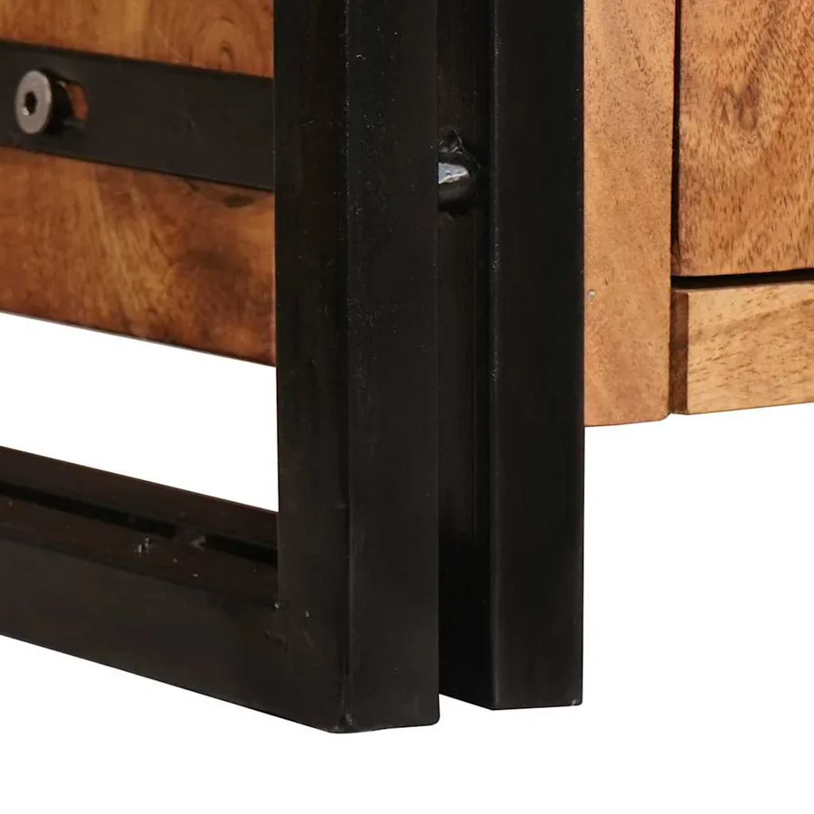 Highboard avec portes Marron Bois d'acacia massif et métal - 10