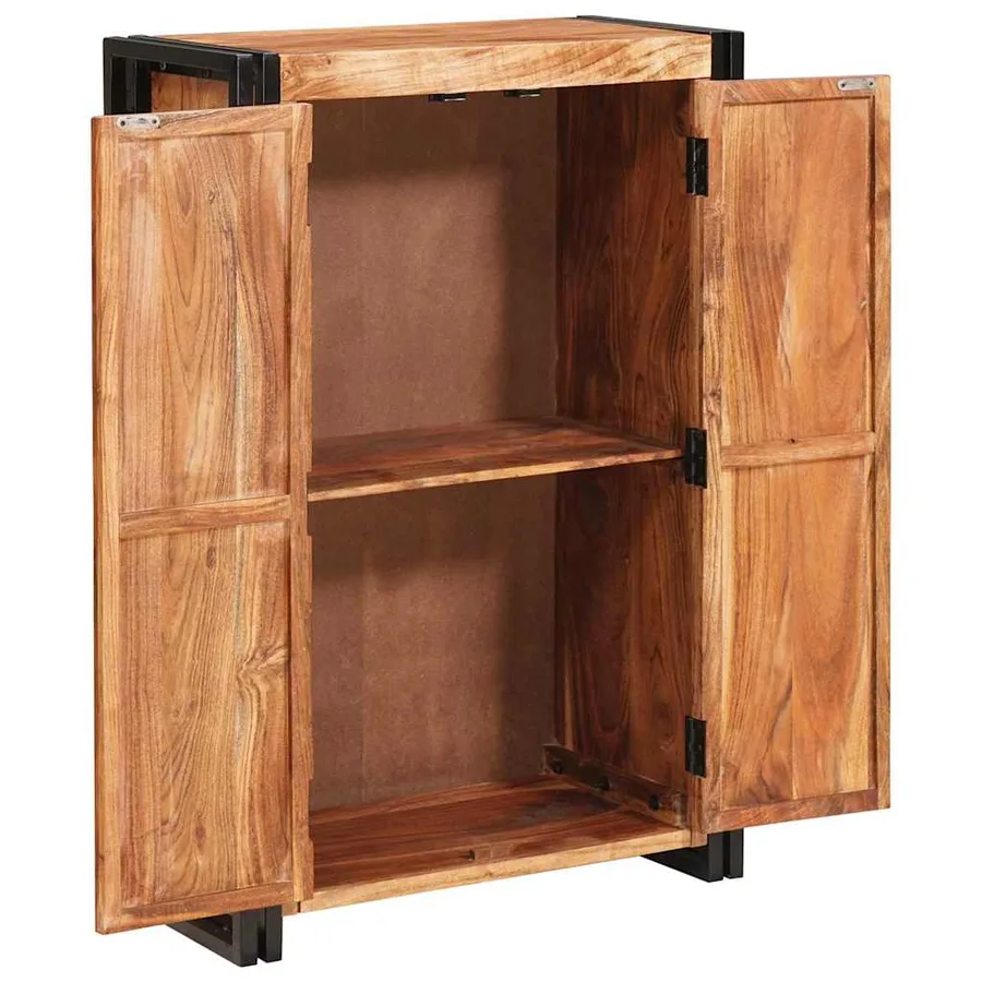 Highboard avec portes Marron Bois d'acacia massif et métal - 4