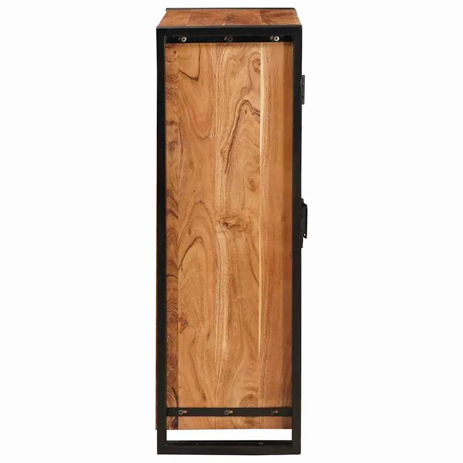 Highboard avec portes Marron Bois d'acacia massif et métal - 6