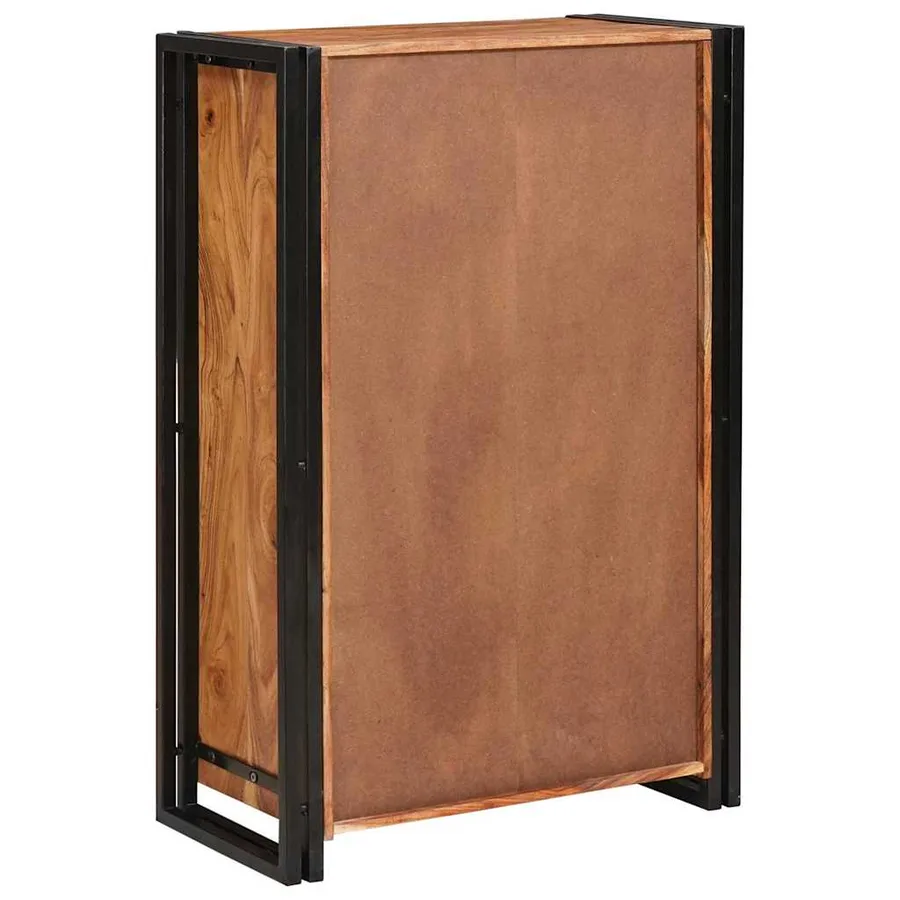 Highboard avec portes Marron Bois d'acacia massif et métal - 7