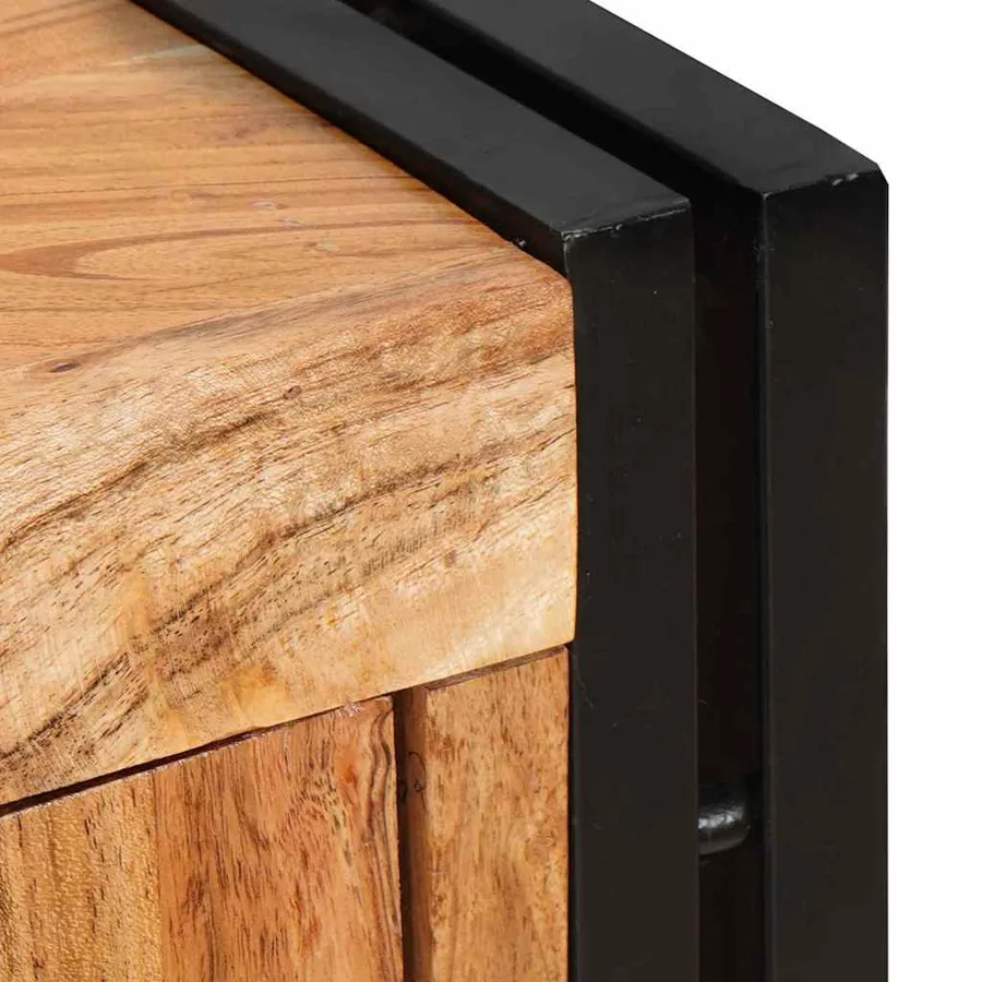 Highboard avec portes Marron Bois d'acacia massif et métal - 9