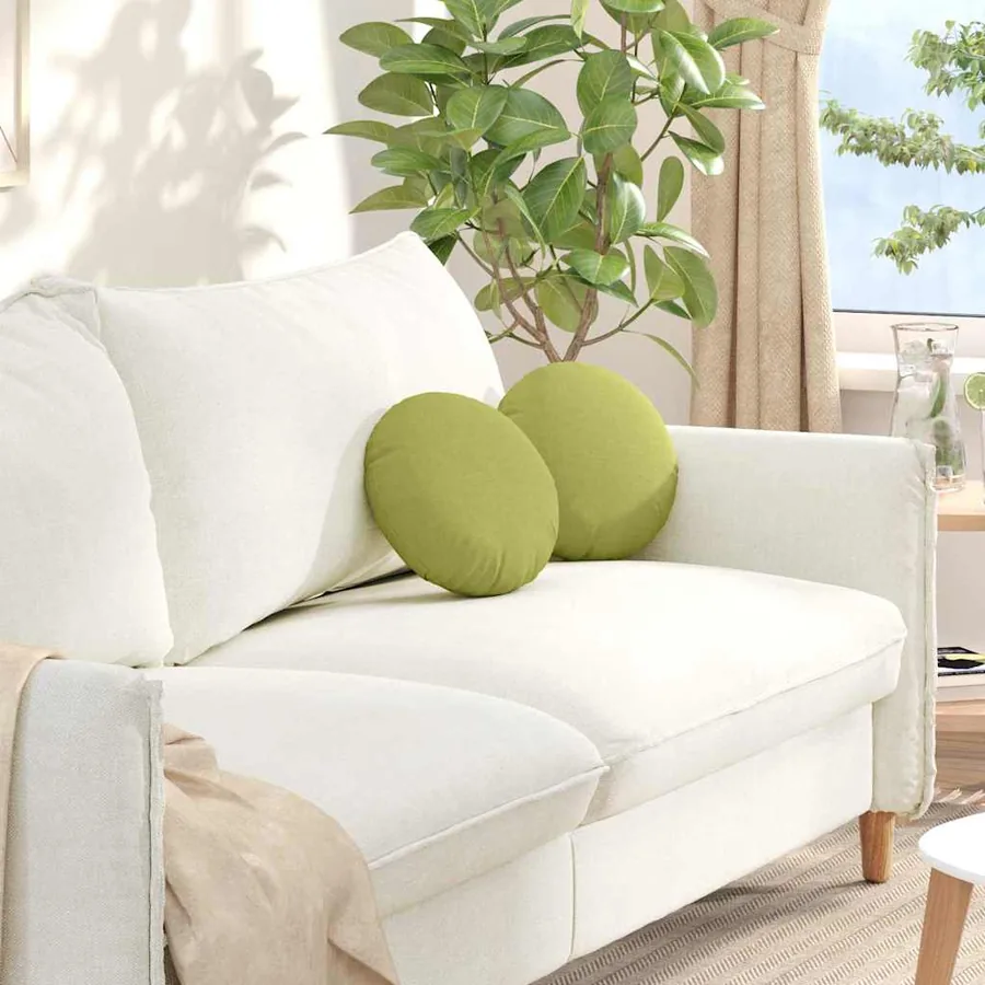 Coussins de siège 2 pcs Vert clair Ø30 x 13 cm tissu