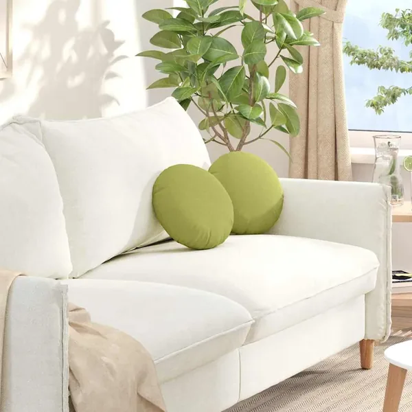 Coussins de siège 2 pcs Vert clair Ø30 x 13 cm tissu