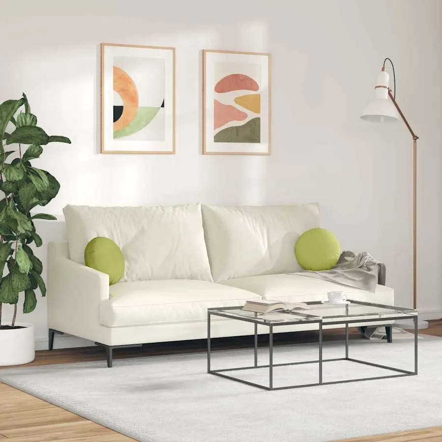 Coussins de siège 2 pcs Vert clair Ø30 x 13 cm tissu - 4