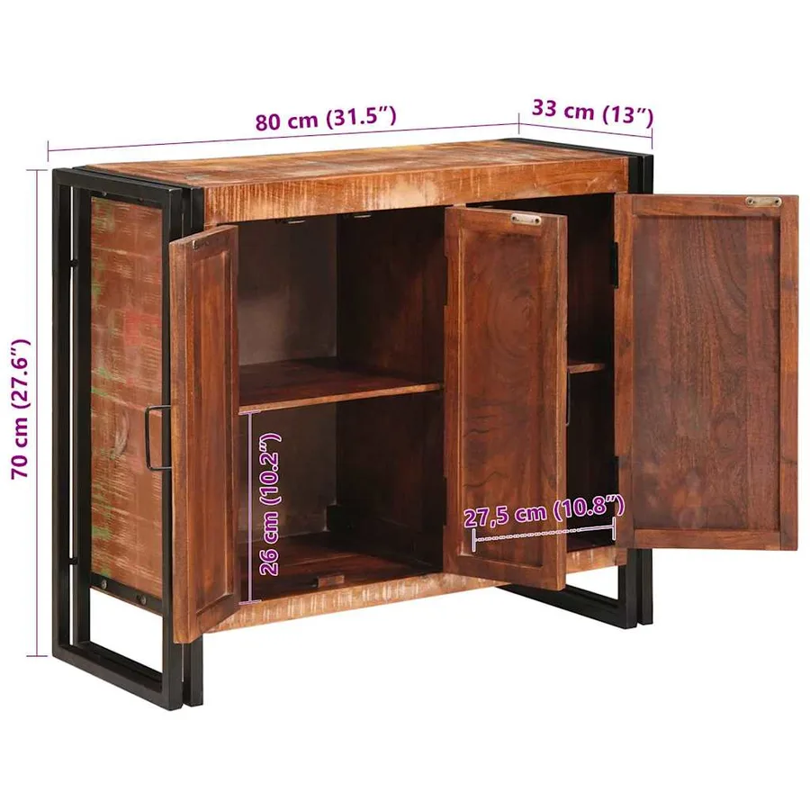 Buffet avec portes Marron Bois Recyclé Massif et Métal - 11