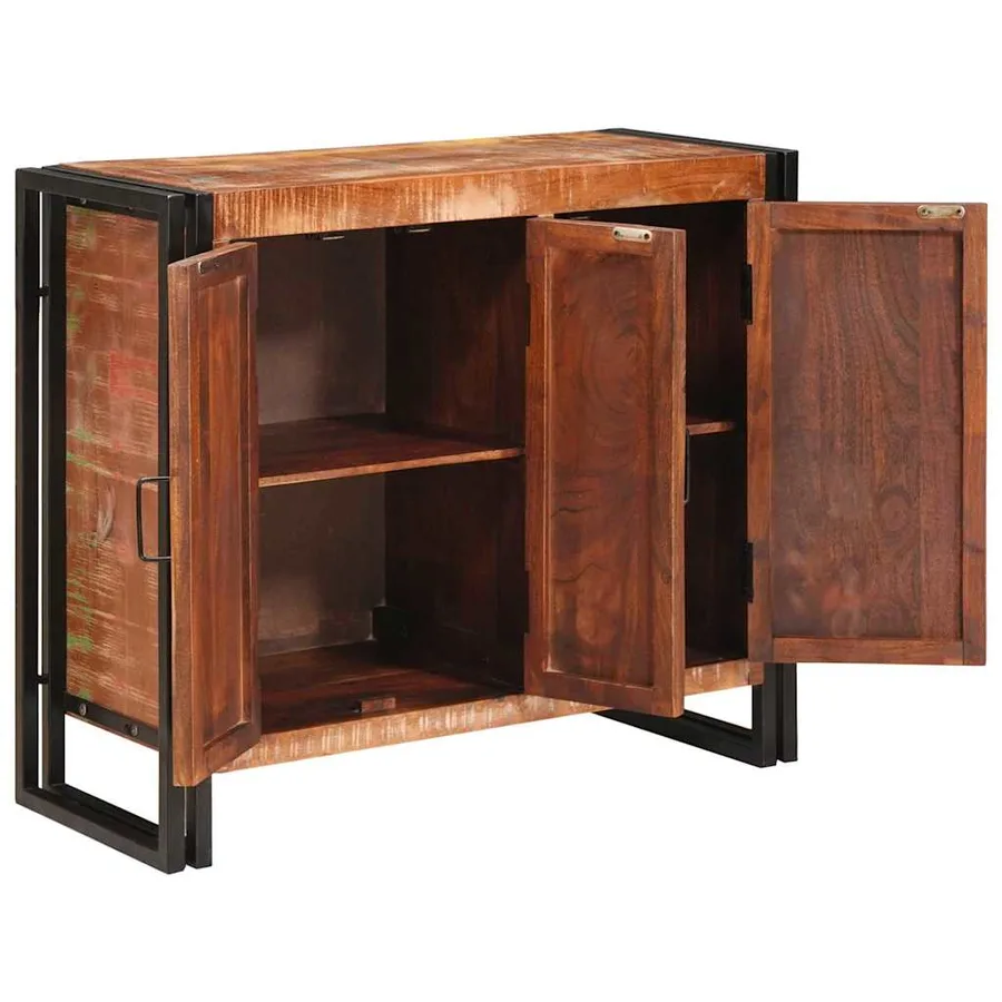 Buffet avec portes Marron Bois Recyclé Massif et Métal - 2