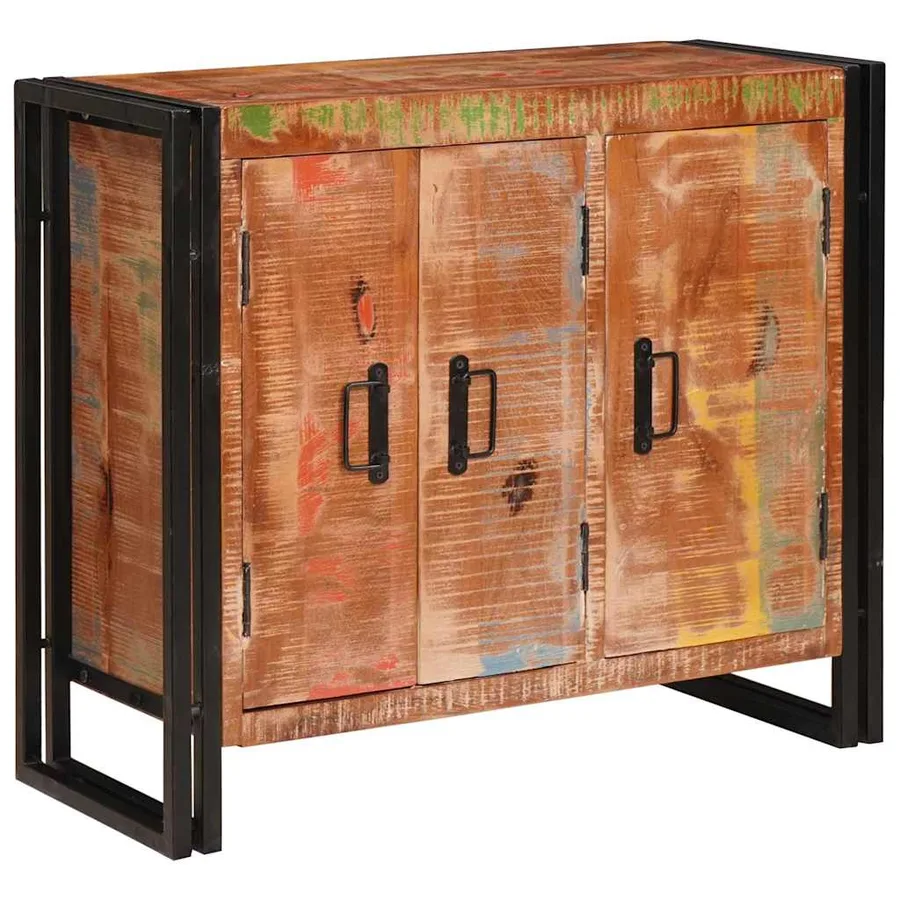 Buffet avec portes Marron Bois Recyclé Massif et Métal - 4