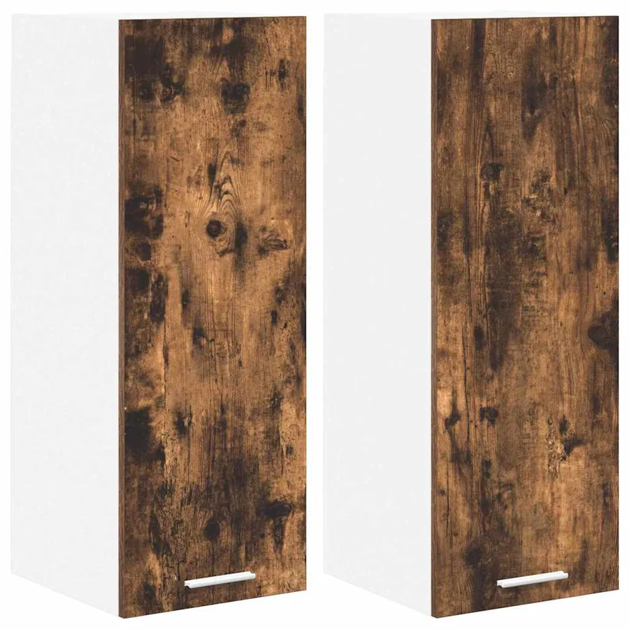 Armoire suspendue avec stockage Riga 2 pcs Chêne fumé et Blanc - 2