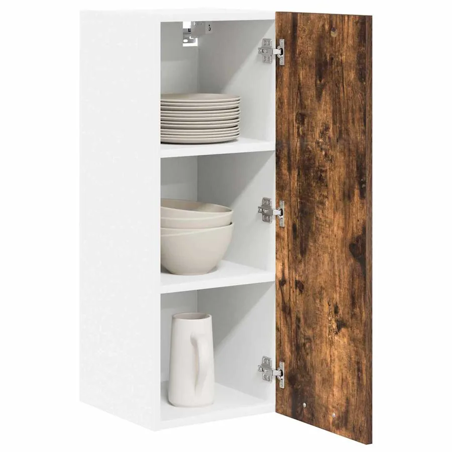 Armoire suspendue avec stockage Riga 2 pcs Chêne fumé et Blanc - 3